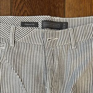 Classic Black and White Striped Men's Flat Front Shorts